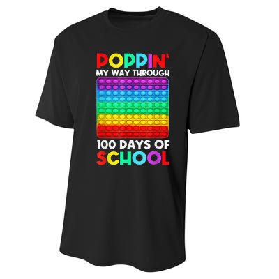 Poppin' My Way Through 100 Days Of School Happy 100th Day Performance Sprint T-Shirt