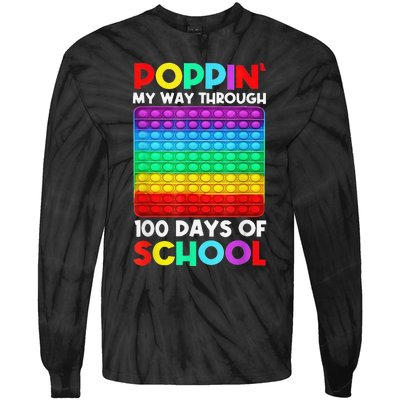 Poppin' My Way Through 100 Days Of School Happy 100th Day Tie-Dye Long Sleeve Shirt