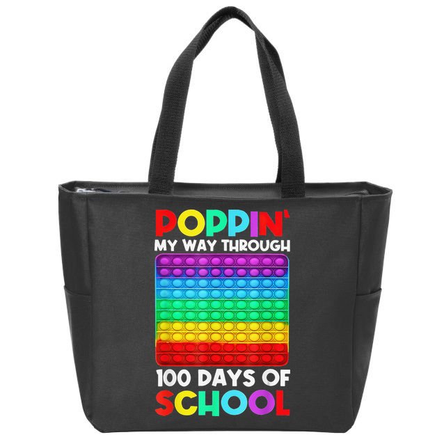 Poppin' My Way Through 100 Days Of School Happy 100th Day Zip Tote Bag
