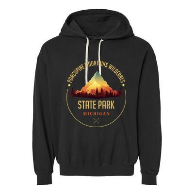 Porcupine Mountains Wilderness State Park Souvenir Garment-Dyed Fleece Hoodie