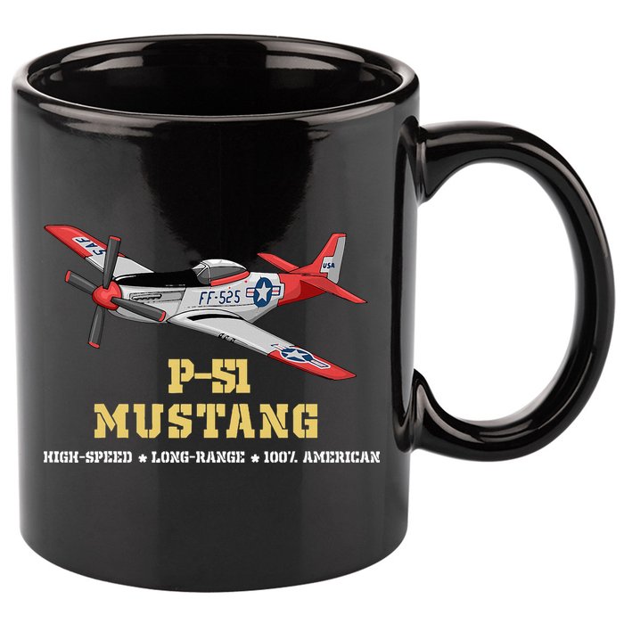 P51 Mustang World War Ii Fighter Bomber 11oz C Handle Ceramic Mug