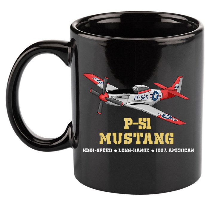 P51 Mustang World War Ii Fighter Bomber 11oz C Handle Ceramic Mug
