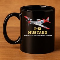 P51 Mustang World War Ii Fighter Bomber 11oz C Handle Ceramic Mug