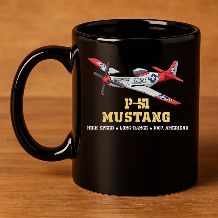 P51 Mustang World War Ii Fighter Bomber 11oz C Handle Ceramic Mug