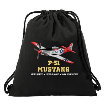 P51 Mustang World War Ii Fighter Bomber Drawstring Bag