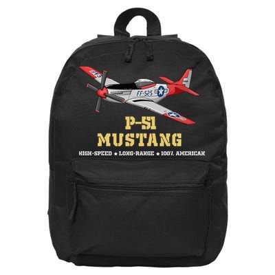 P51 Mustang World War Ii Fighter Bomber 16 in Basic Backpack