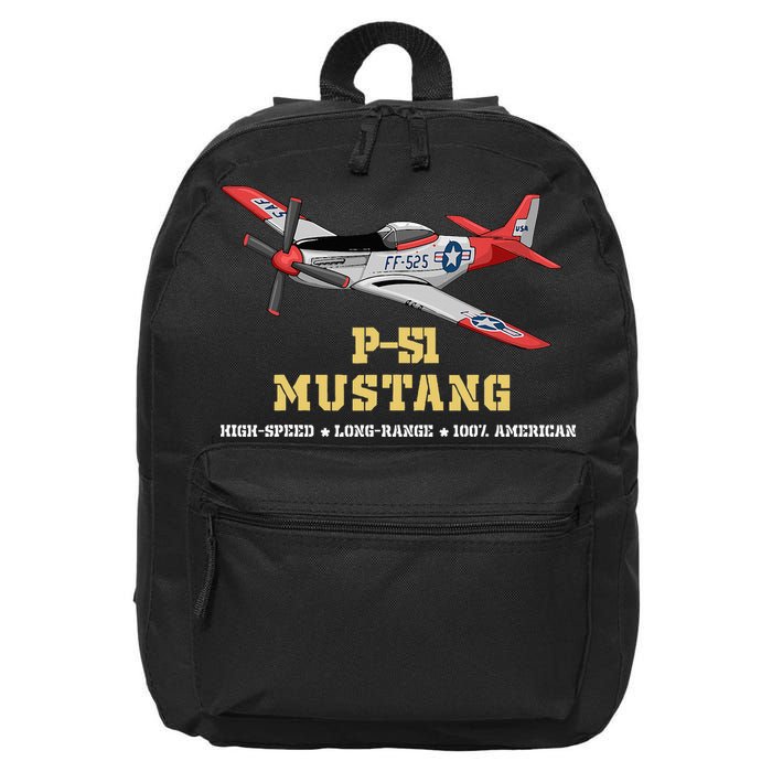 P51 Mustang World War Ii Fighter Bomber 16 in Basic Backpack