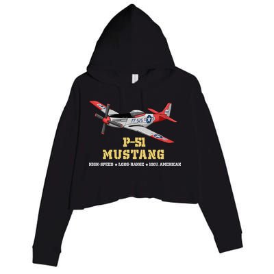 P51 Mustang World War Ii Fighter Bomber Crop Fleece Hoodie