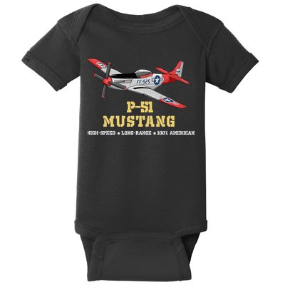 P51 Mustang World War Ii Fighter Bomber Baby Bodysuit