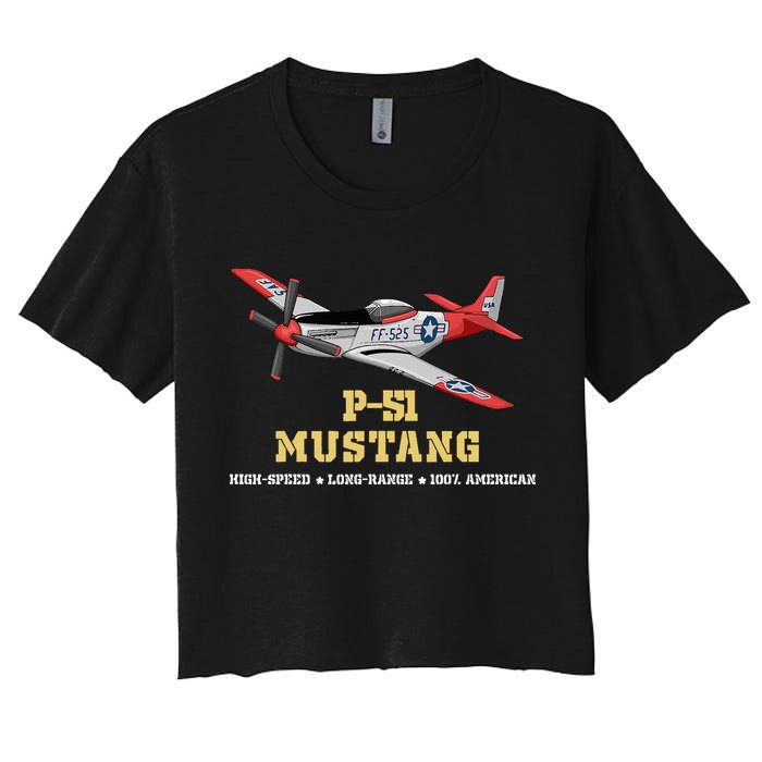 P51 Mustang World War Ii Fighter Bomber Women's Crop Top Tee