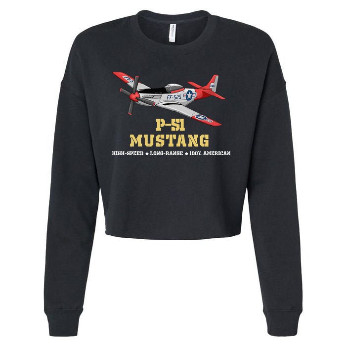 P51 Mustang World War Ii Fighter Bomber Cropped Pullover Crew