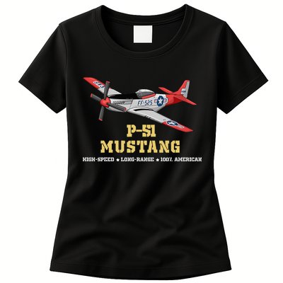 P51 Mustang World War Ii Fighter Bomber Womens T-Shirt