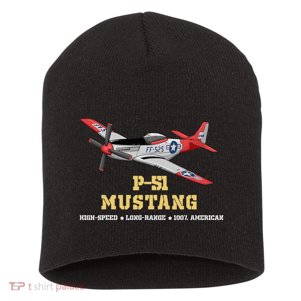 P51 Mustang World War Ii Fighter Bomber Short Acrylic Beanie