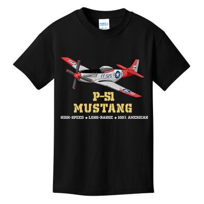 P51 Mustang World War Ii Fighter Bomber Kids T-Shirt