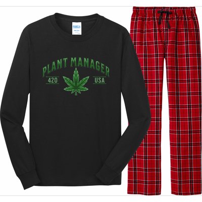 Plant Manager Weed Leaf Cannabis Marijuana Stoner 420 USA Long Sleeve Pajama Set