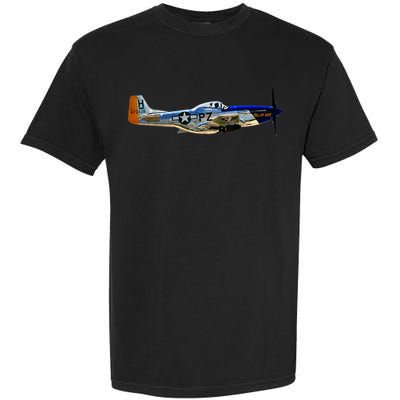 P51 Mustang WWII Fighter Plane US Military Aviation History Garment-Dyed Heavyweight T-Shirt