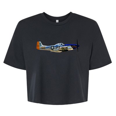 P51 Mustang WWII Fighter Plane US Military Aviation History Bella+Canvas Jersey Crop Tee