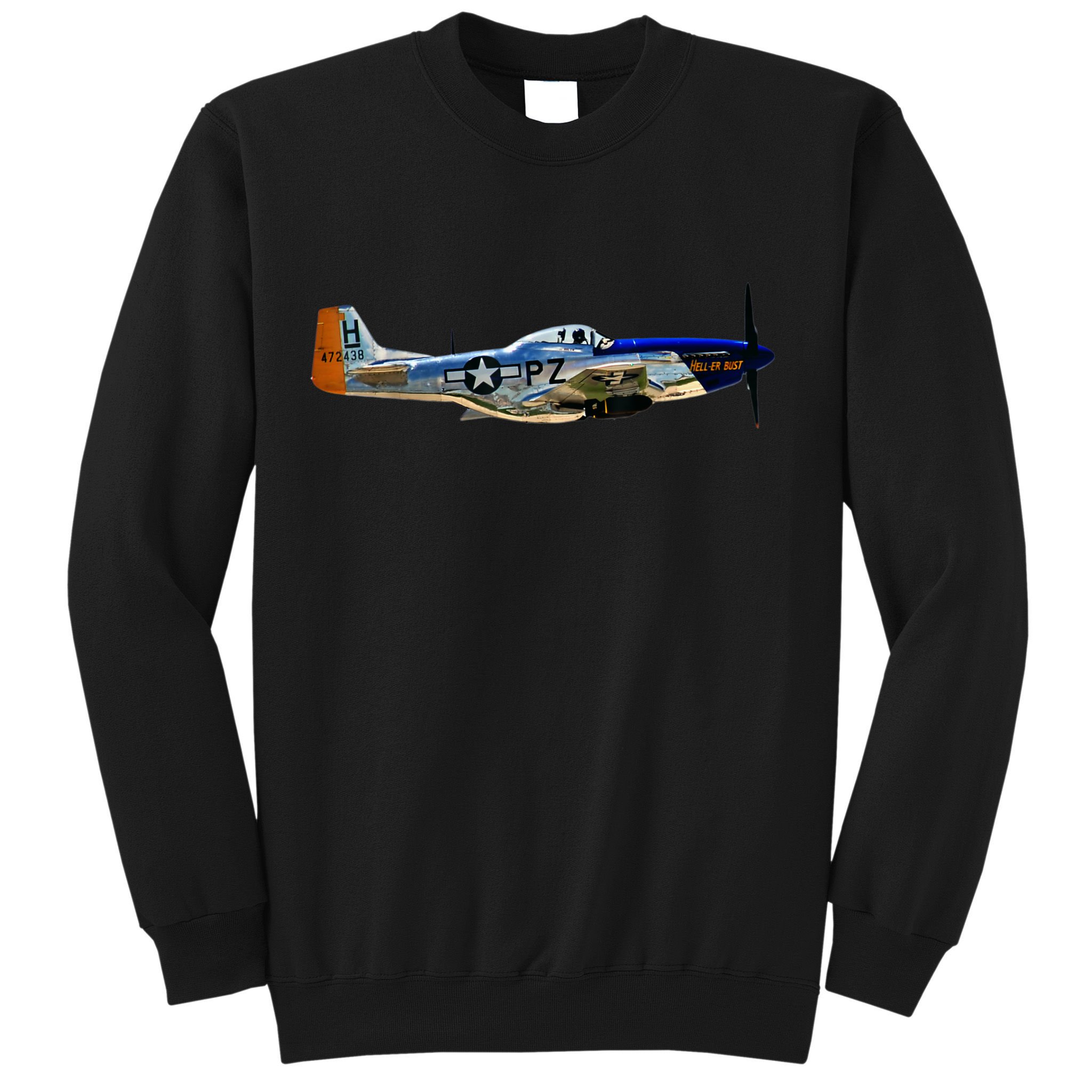 P51 Mustang WWII Fighter Plane US Military Aviation History Sweatshirt