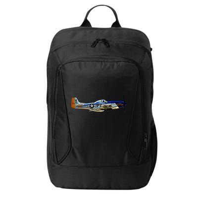 P51 Mustang WWII Fighter Plane US Military Aviation History City Backpack