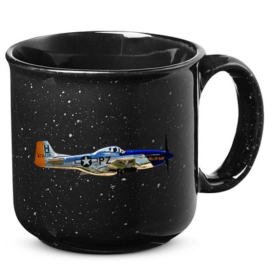 P51 Mustang WWII Fighter Plane US Military Aviation History 15oz Campfire Ceramic Mug