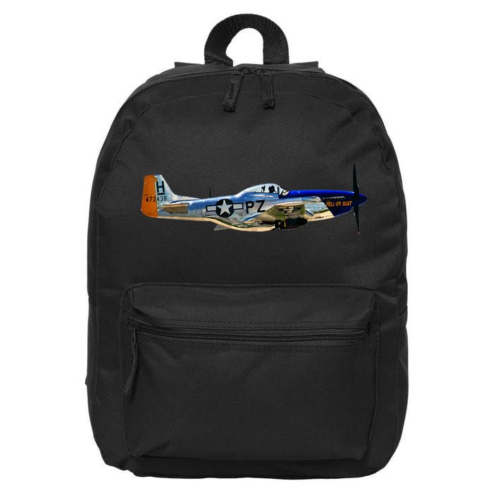 P51 Mustang WWII Fighter Plane US Military Aviation History 16 in Basic Backpack