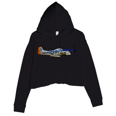P51 Mustang WWII Fighter Plane US Military Aviation History Crop Fleece Hoodie