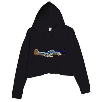 P51 Mustang WWII Fighter Plane US Military Aviation History Crop Fleece Hoodie