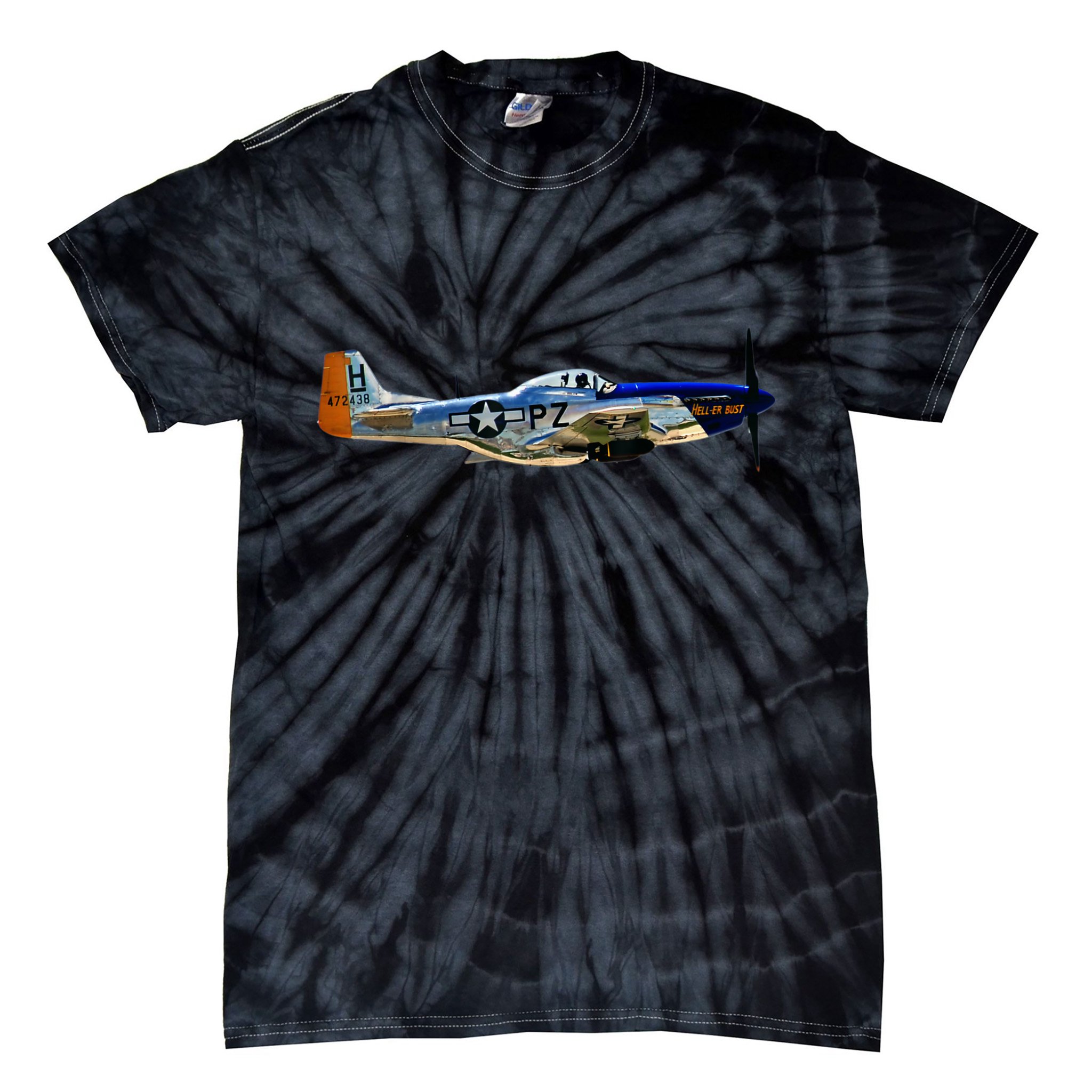 P51 Mustang WWII Fighter Plane US Military Aviation History Tie-Dye T-Shirt