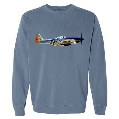 P51 Mustang WWII Fighter Plane US Military Aviation History Garment-Dyed Sweatshirt