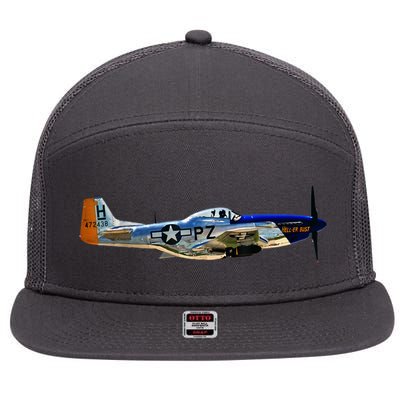 P51 Mustang WWII Fighter Plane US Military Aviation History 7 Panel Mesh Trucker Snapback Hat