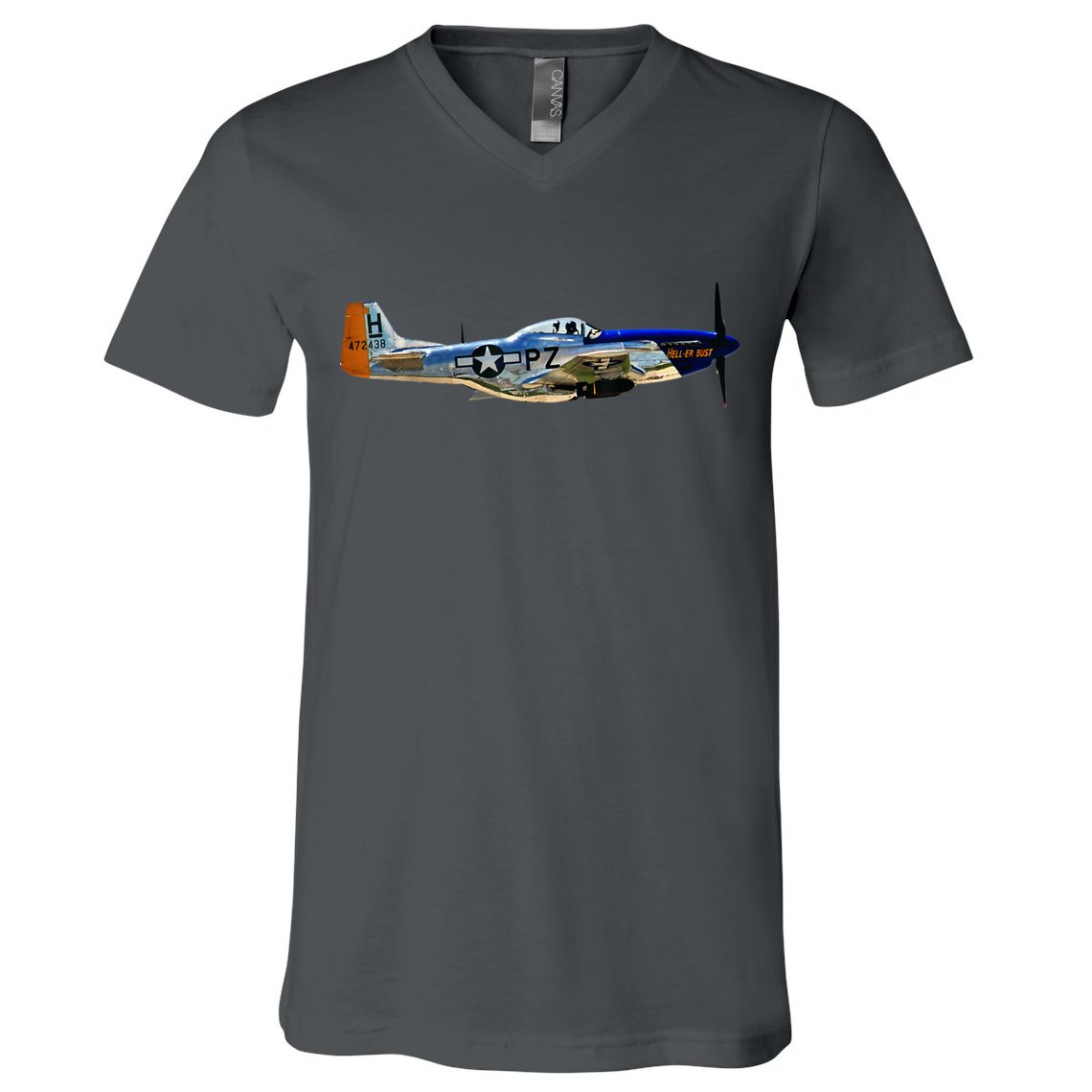 P51 Mustang WWII Fighter Plane US Military Aviation History V-Neck T-Shirt