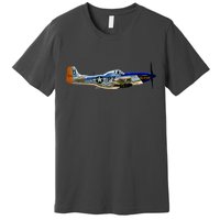P51 Mustang WWII Fighter Plane US Military Aviation History Premium T-Shirt