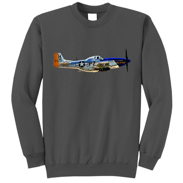P51 Mustang WWII Fighter Plane US Military Aviation History Tall Sweatshirt