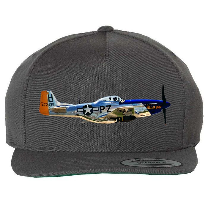 P51 Mustang WWII Fighter Plane US Military Aviation History Wool Snapback Cap