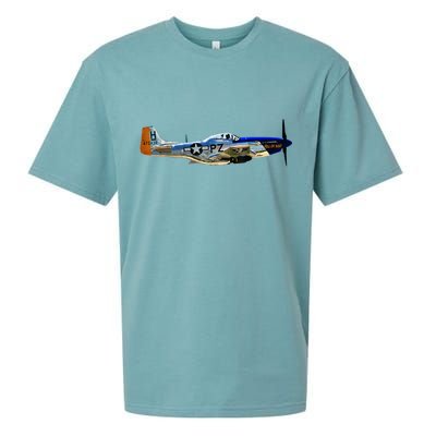 P51 Mustang WWII Fighter Plane US Military Aviation History Sueded Cloud Jersey T-Shirt