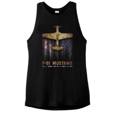 P51 Mustang WWII Fighter Plane Ladies PosiCharge Tri-Blend Wicking Tank