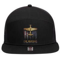 P51 Mustang WWII Fighter Plane 7 Panel Mesh Trucker Snapback Hat