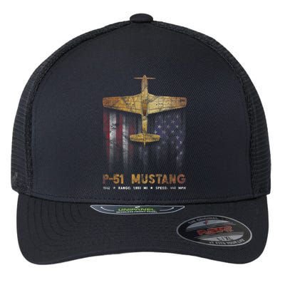 P51 Mustang WWII Fighter Plane Flexfit Unipanel Trucker Cap