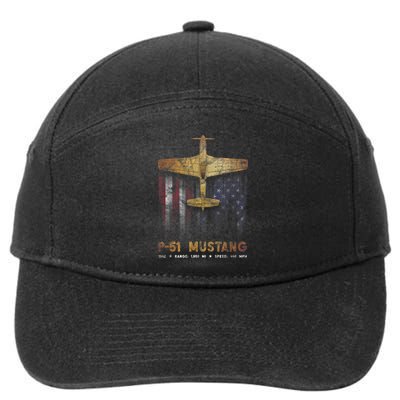 P51 Mustang WWII Fighter Plane 7-Panel Snapback Hat