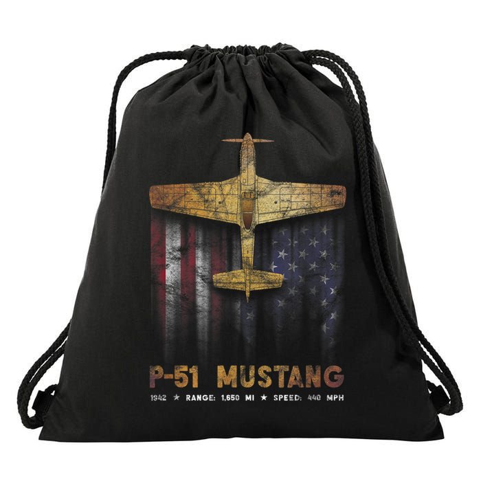 P51 Mustang WWII Fighter Plane Drawstring Bag