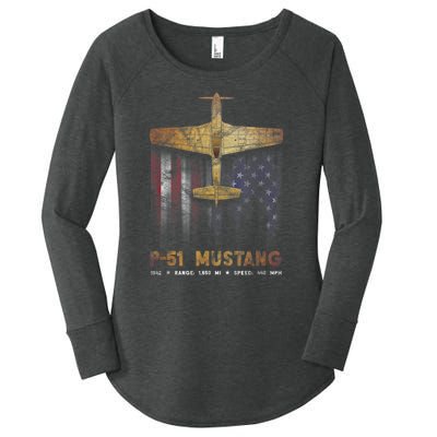 P51 Mustang WWII Fighter Plane Women's Perfect Tri Tunic Long Sleeve Shirt