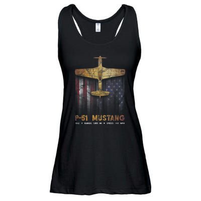 P51 Mustang WWII Fighter Plane Ladies Essential Flowy Tank