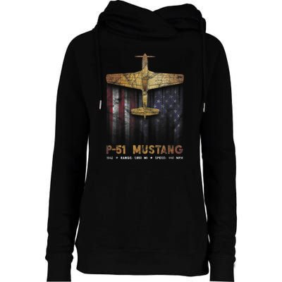 P51 Mustang WWII Fighter Plane Womens Funnel Neck Pullover Hood