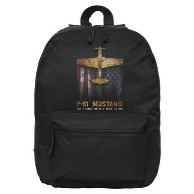 P51 Mustang WWII Fighter Plane 16 in Basic Backpack