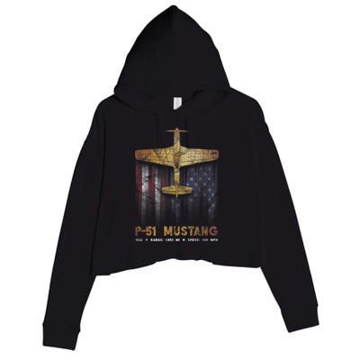 P51 Mustang WWII Fighter Plane Crop Fleece Hoodie