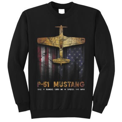 P51 Mustang WWII Fighter Plane Tall Sweatshirt