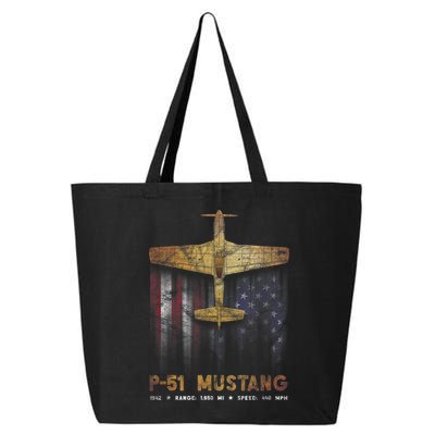 P51 Mustang WWII Fighter Plane 25L Jumbo Tote