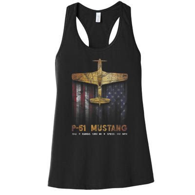 P51 Mustang WWII Fighter Plane Women's Racerback Tank