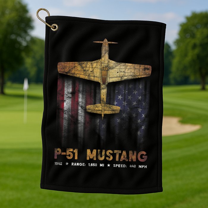 P51 Mustang WWII Fighter Plane Golf Towel