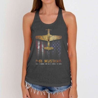 P51 Mustang WWII Fighter Plane Women's Knotted Racerback Tank